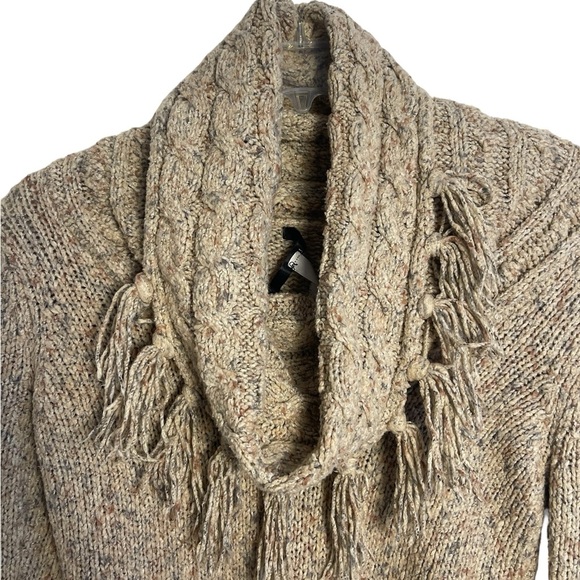 Kensie Scarf Sweater Knit Oatmeal Boho Size Large - Picture 9 of 11